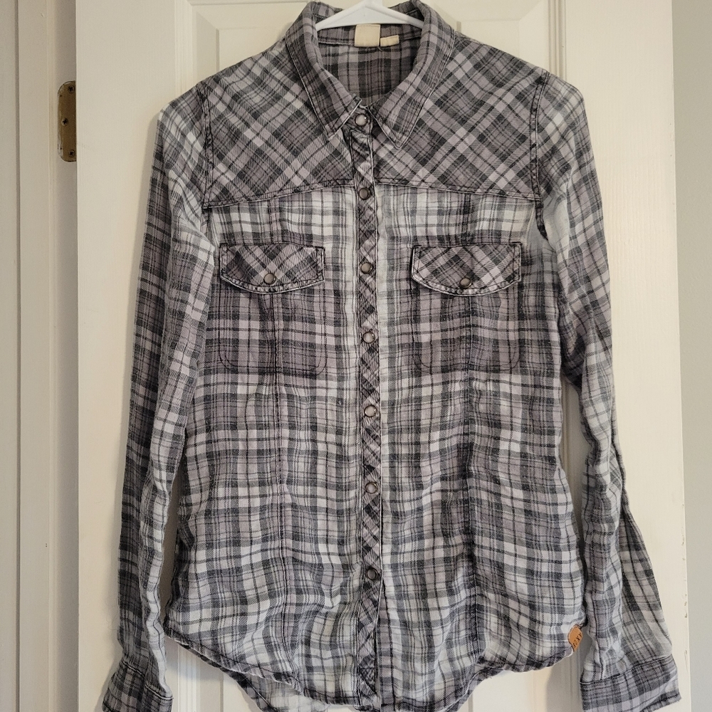 ROXY Lightweight Flannel Snap-Button Shirt